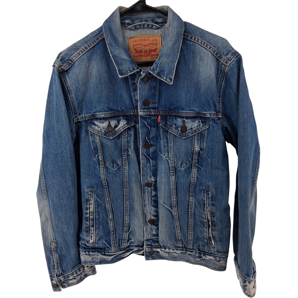 Levi's 72334 Trucker Jacket Mens M Medium Wash Blue Button Front Denim